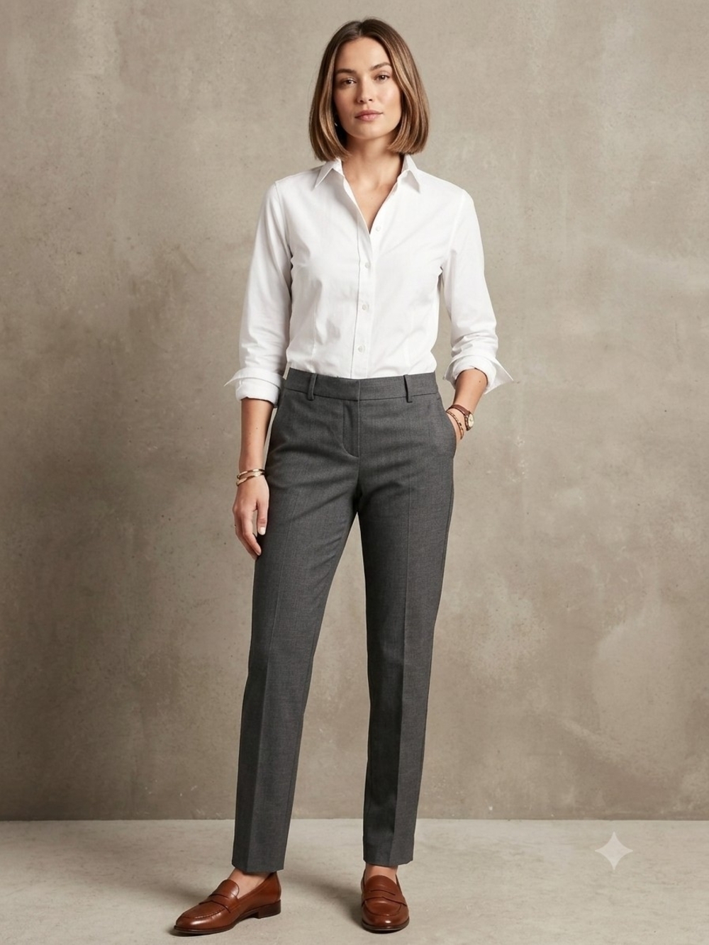 Theory Gray Wool Blend Tailored Straight-Leg Trousers